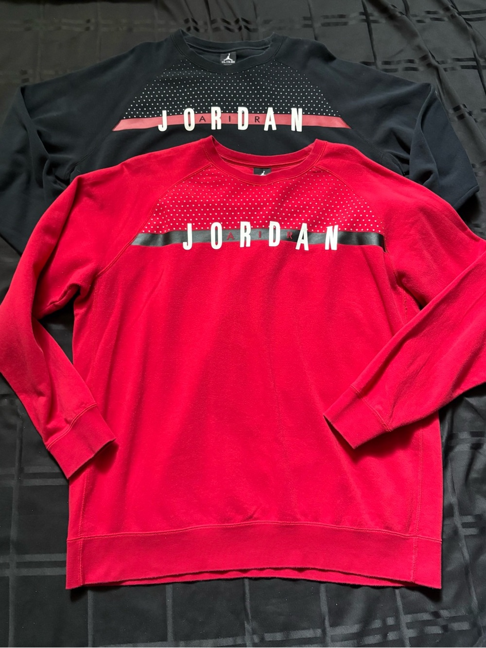 (2) Jordan Brand Men's 2XL Polka Dot Flight Crewneck Sweatshirts Jumpman Fleece